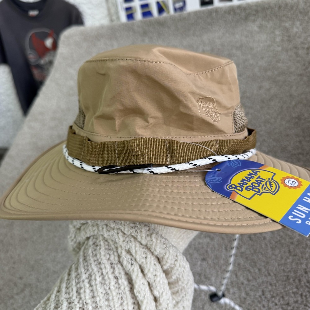 Banana Boat Hat Boonie Mens One Size Beige Packable Wide Brim UPF 50+ Outdoor